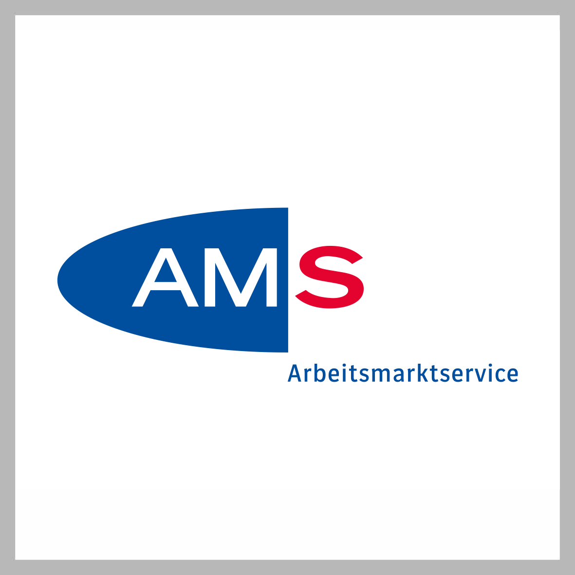 Logo AMS in Farbe auf weiß, quadratisch, grau umrandet