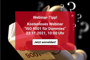 Webinar ISO 9001 für Dummies - jetzt anmelden