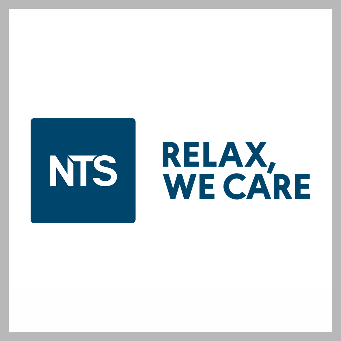 Logo NTS in Farbe auf weiß, quadratisch, grau umrandet