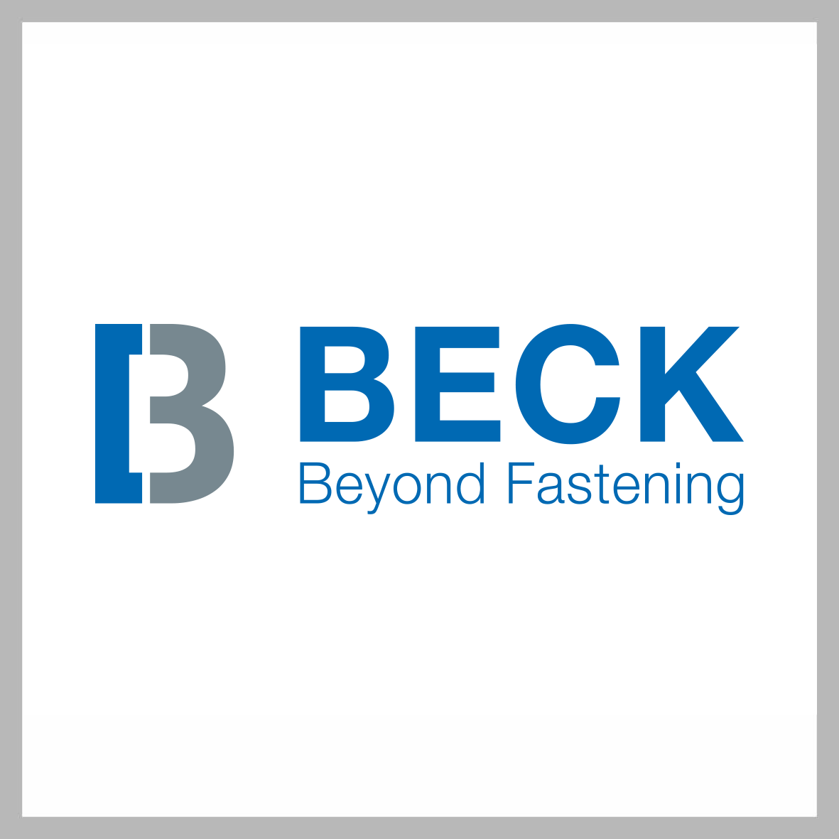 Logo Beck in Farbe auf weiß, quadratisch, grau umrandet