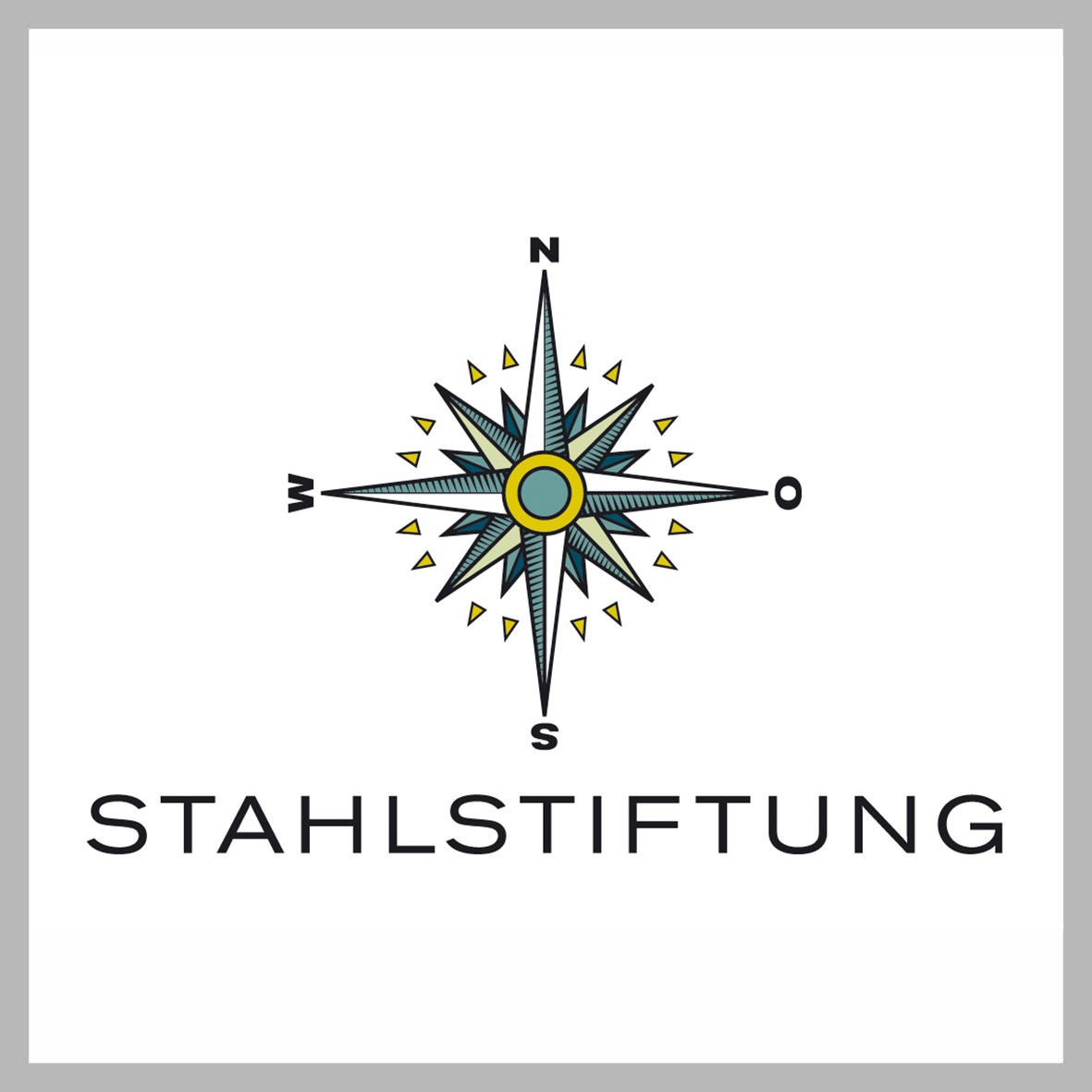 Logo Stahlstiftung in Farbe auf weiß, quadratisch, grau umrandet