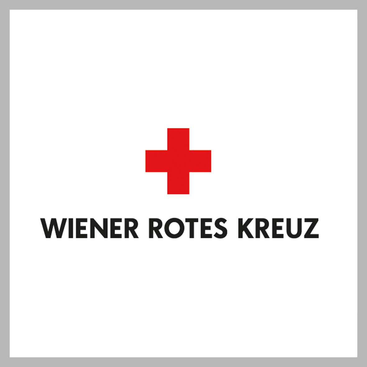 Logo Wiener Rotes Kreuz in Farbe auf weiß, quadratisch, grau umrandet